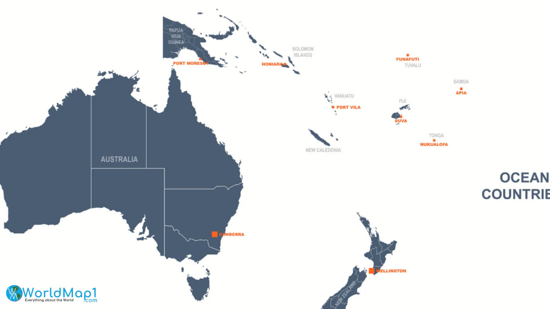 Australia and Oceania Countries Map